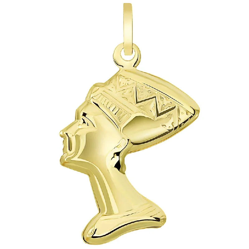 14k Yellow Gold Head of Egyptian Queen Nefertiti Pendant (1.25")