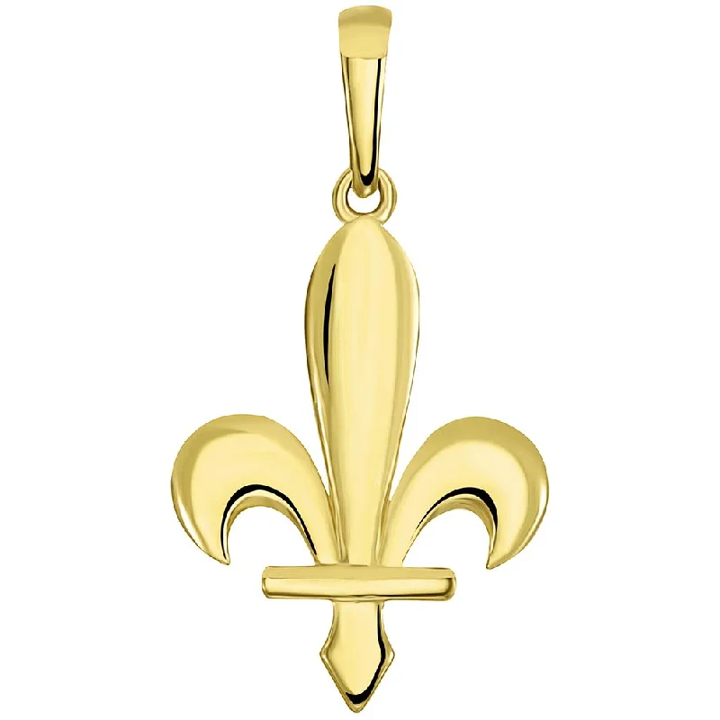 14k Yellow Gold Polished Bosnian Fleur de Lis Pendant