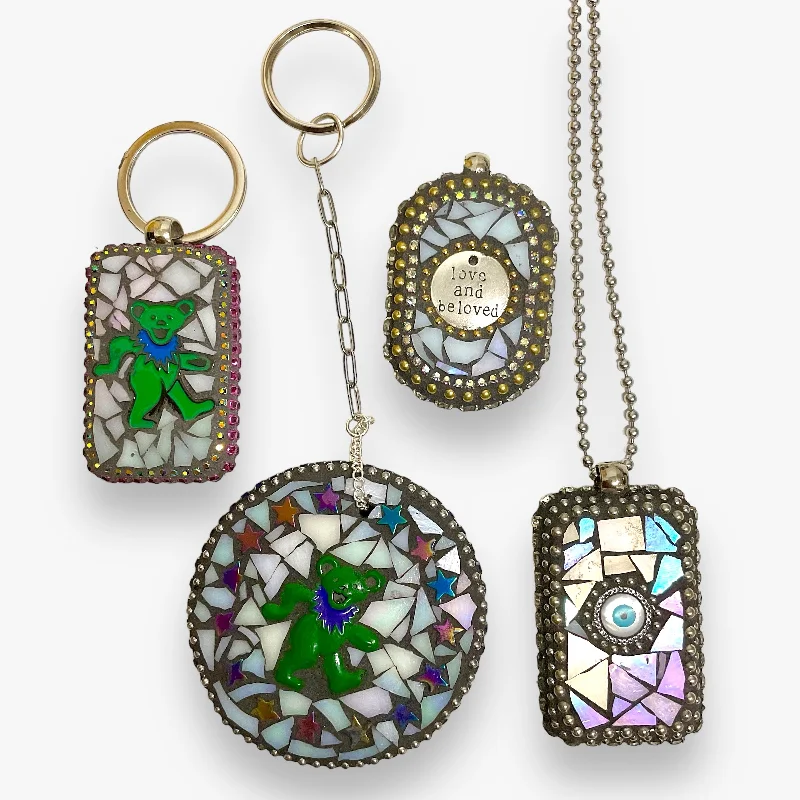 Handmade Opalescent Mosaic Keychains/Charms