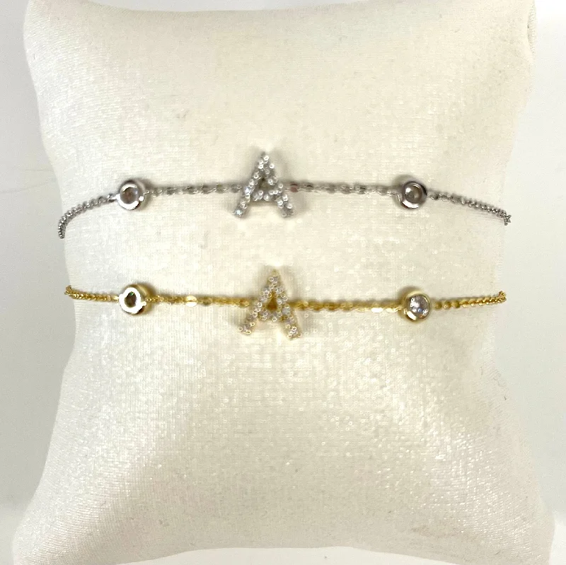 Delicate Initial Bezel Bracelet