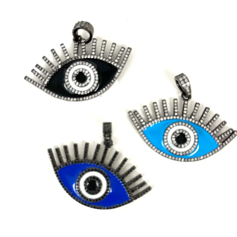 CZ And Enamel Eye Charm with CZ Lashes