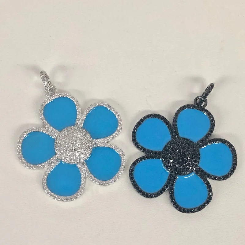 CZ Enamel Flower Charm