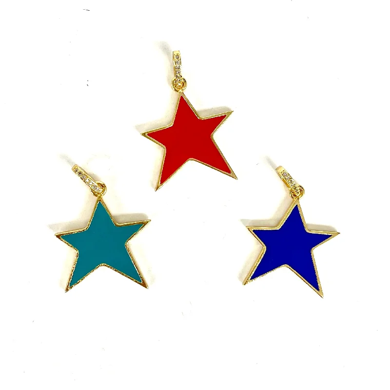 Enamel Irregular Star Charm w/ Gold Outline