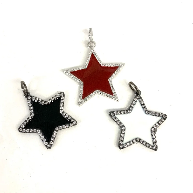 Enamel Star Charm with Crystal Trim