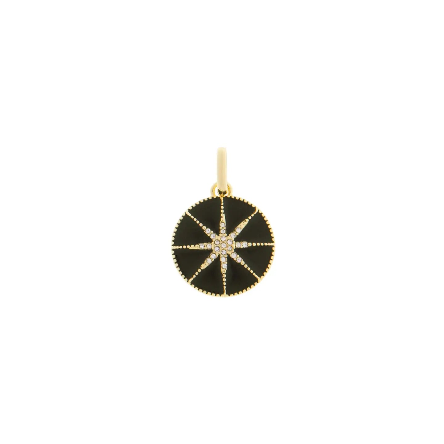 Gold and Black Enamel Starburst Charm