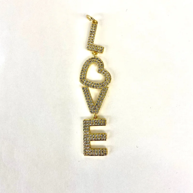 CZ Gold Dangling Love Charm