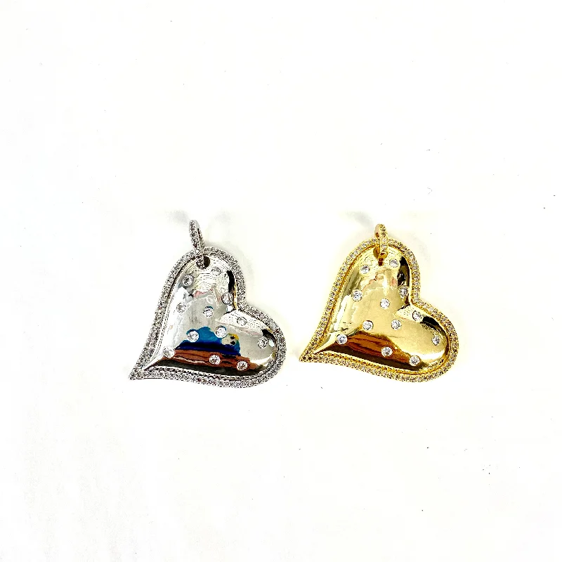 3-D  CZ Heart Charm