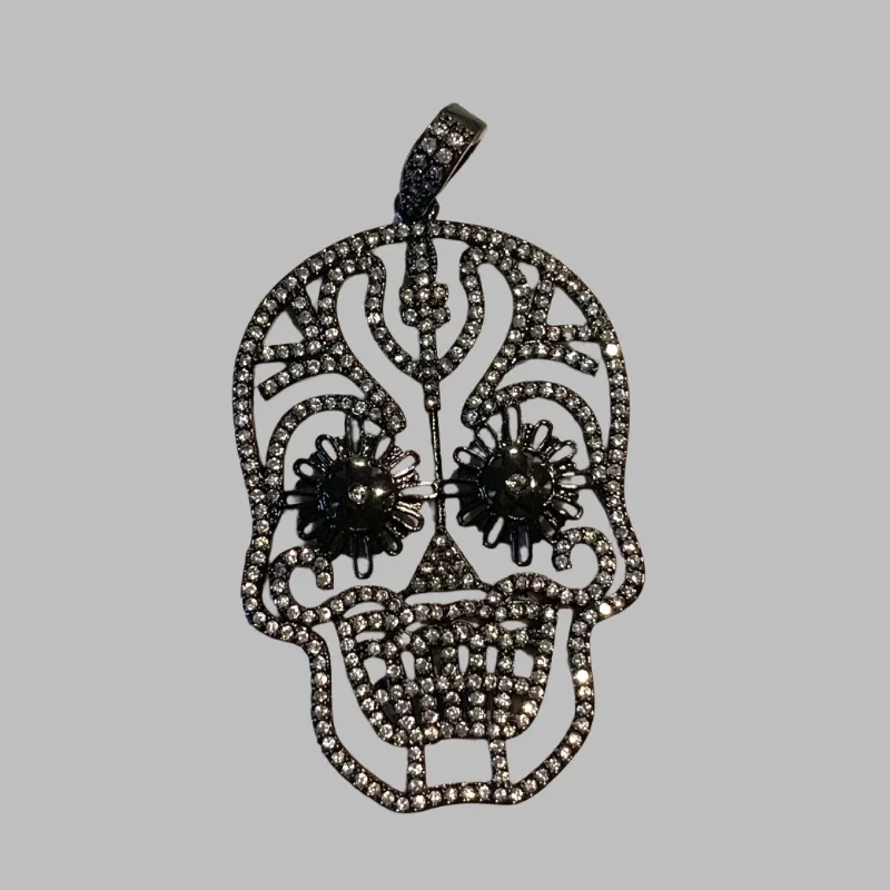 Large CZ Cut Out Skull Charm