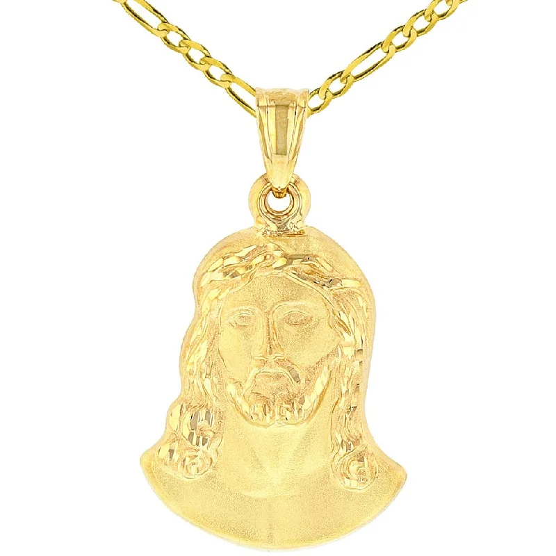 Jewelry America 14K Yellow Gold Face of Jesus Christ Pendant Necklace