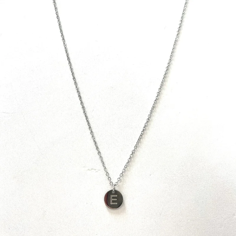 Silver Disk Initial Necklace