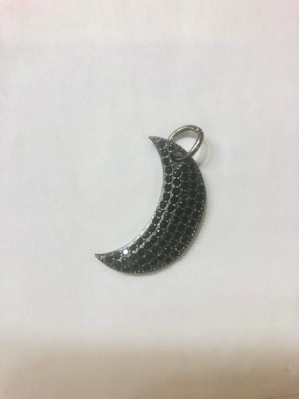 Small Black Crystal Moon Charm