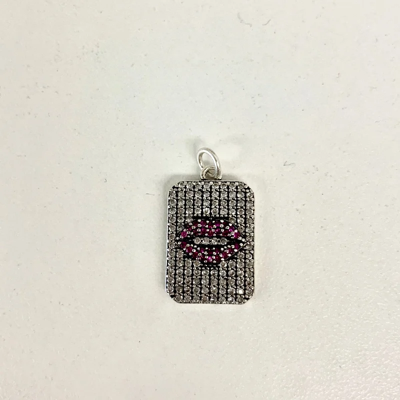 Small Lips Dog Tag Charm