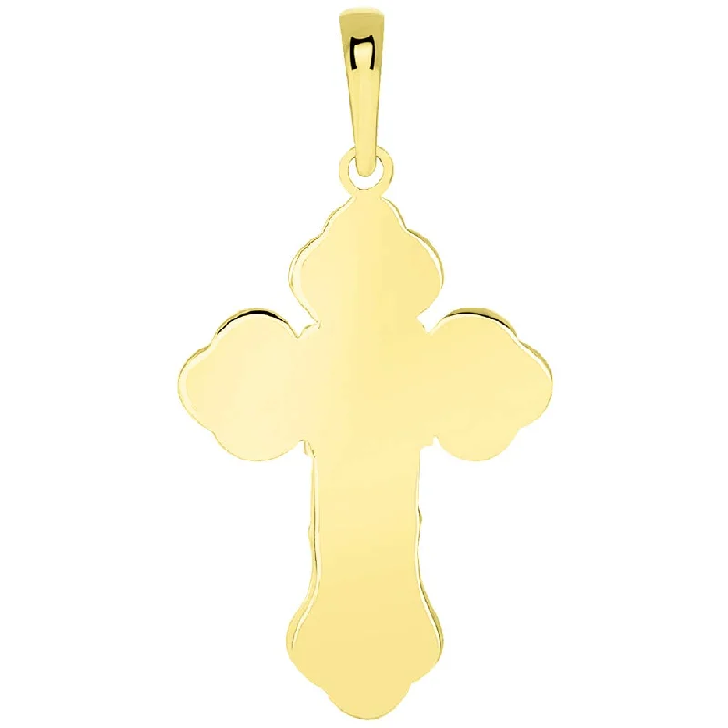 Solid 14k Yellow Gold Orthodox Silhouette Cross Pendant