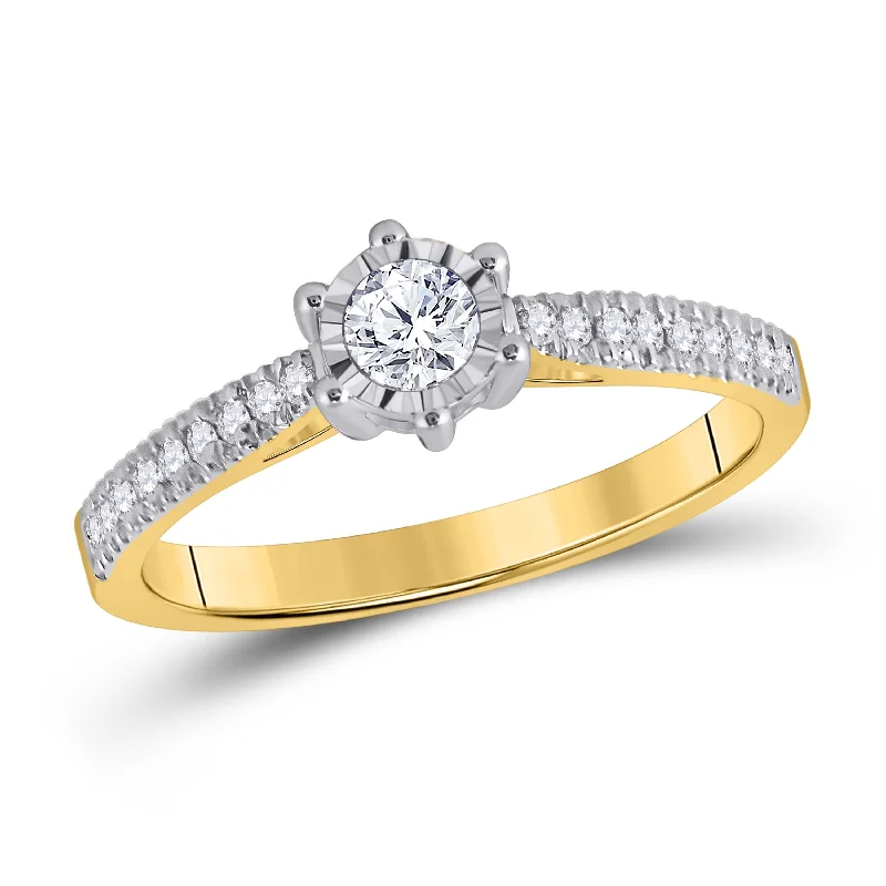 10kt Yellow Gold Round Diamond Solitaire Bridal Wedding Engagement Ring 1/3 Cttw