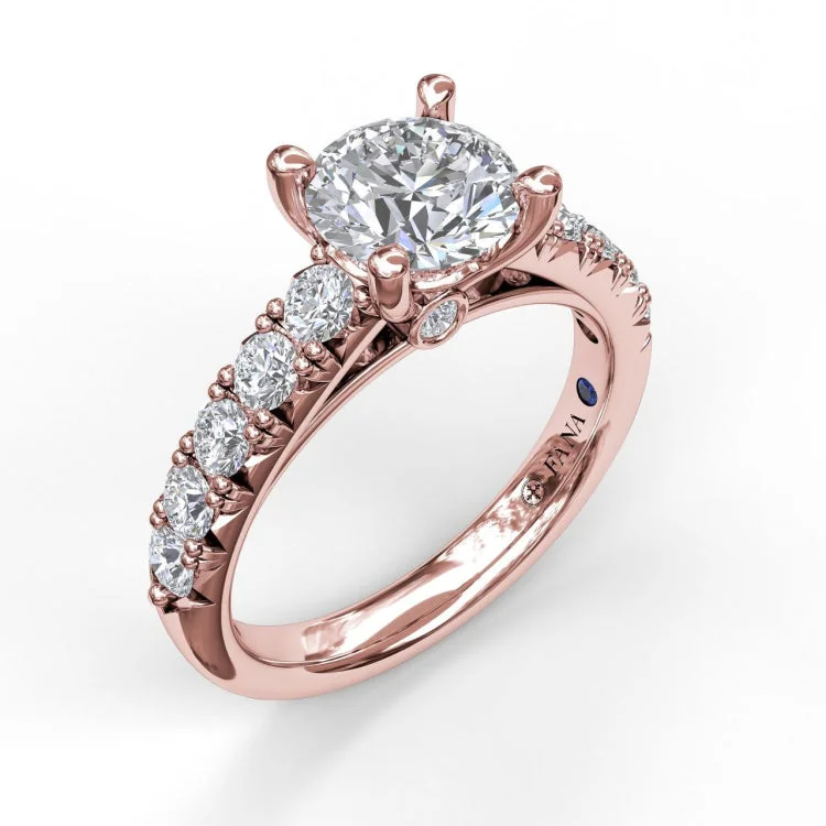 Handset French Pave Diamond Engagement Ring