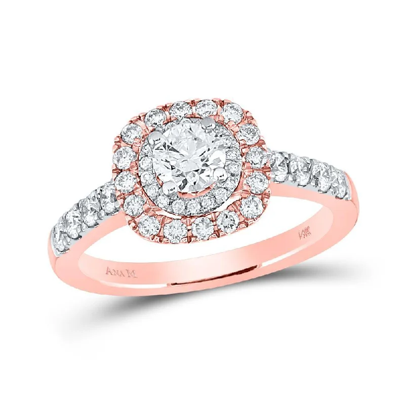 14kt Rose Gold Round Diamond Halo Bridal Wedding Engagement Ring 1 Cttw