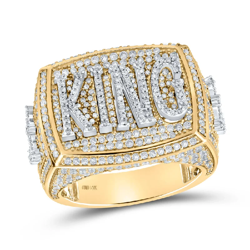 14kt Two-tone Gold Mens Round Diamond KING Ring 2-3/4 Cttw