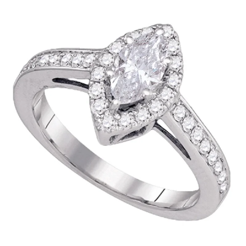 14kt White Gold Marquise Diamond Solitaire Bridal Wedding Engagement Ring 1 Cttw