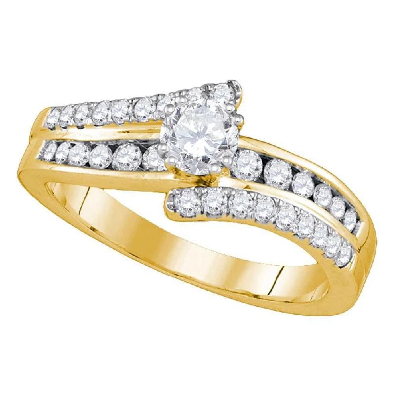 14kt Yellow Gold Round Diamond Solitaire Bridal Wedding Engagement Ring 7/8 Cttw