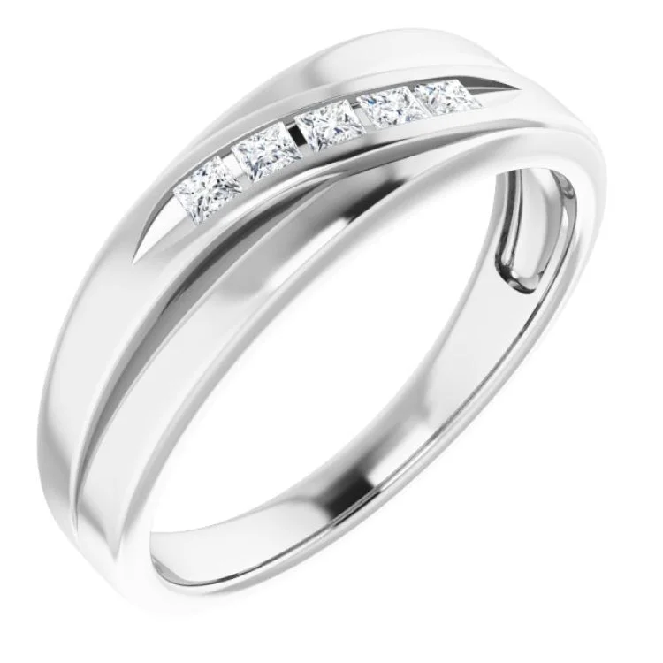 Platinum 2 x 2 mm Square 1/4 CTW Natural Diamond Wedding Band