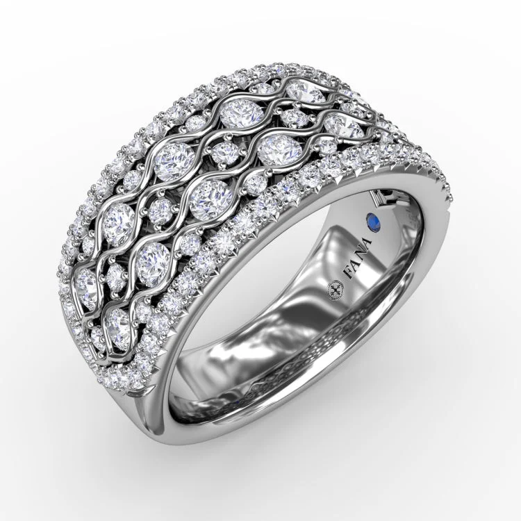 Multi-Row Pattern Diamond Band