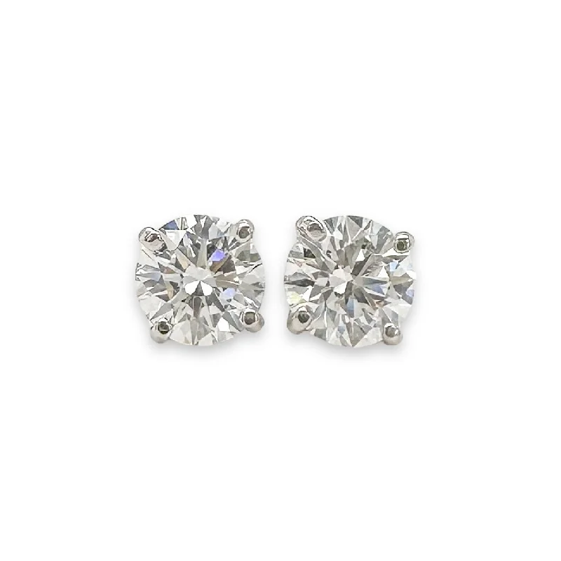 14K W Gold 1.08cttw D/VVS2 Lab-Created Diamond Stud Earrings IGI#577303377 & 581344012