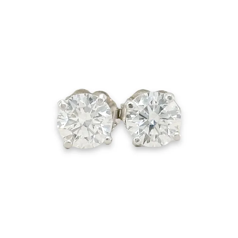 14K W Gold 1.16cttw D/VS1 Lab-Created Diamond Stud Earrings IGI#576338755 & 577303383