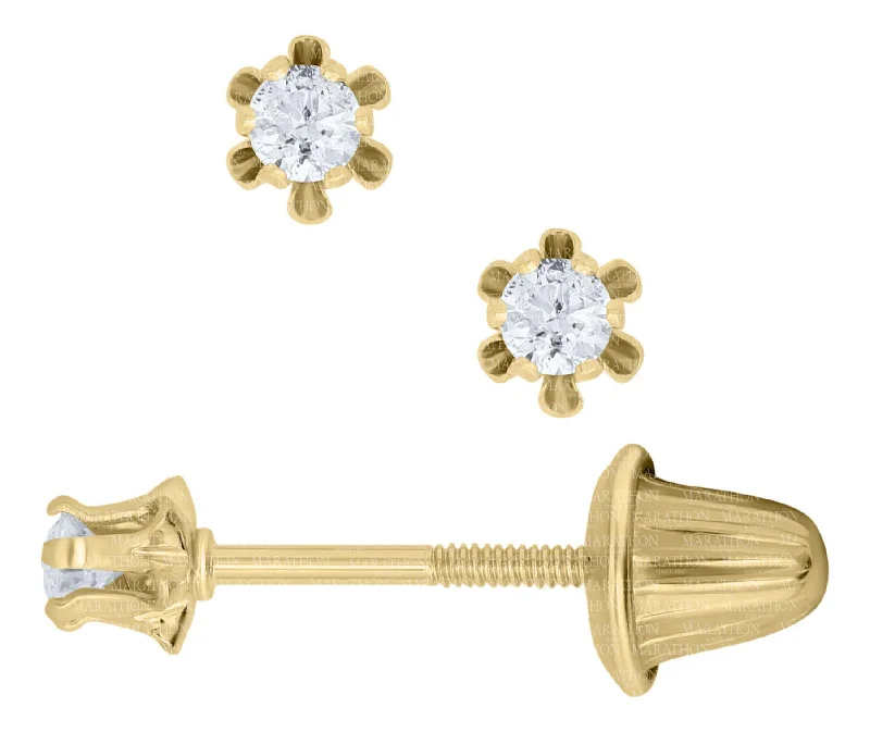 14K Y Gold 0.08ctw Diamond 6 Prong Baby Studs