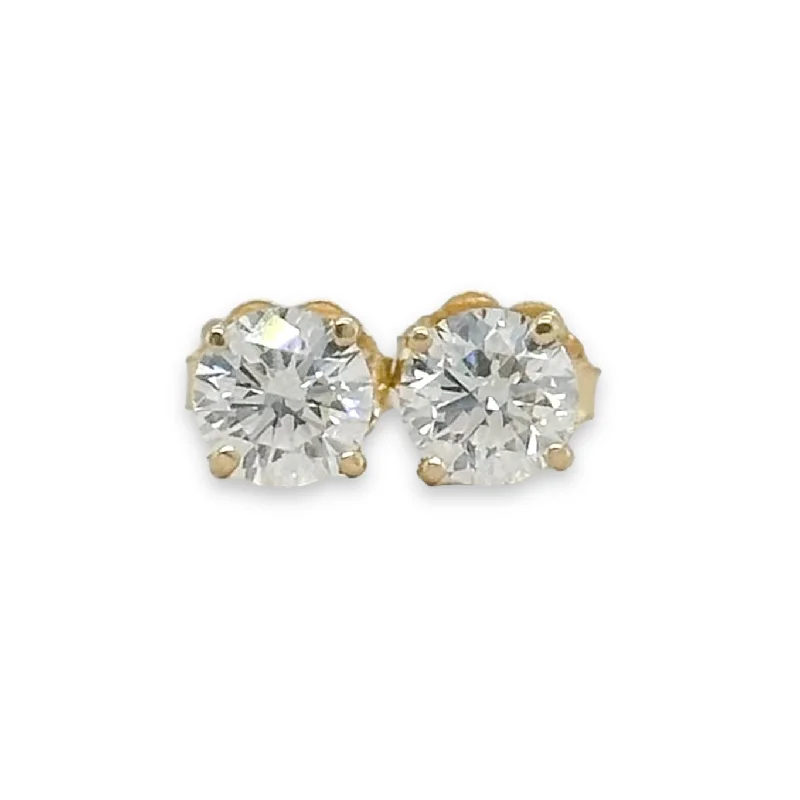 14K Y Gold 1.08cttw D/VVS2 Lab-Created Diamond Stud Earrings IGI#577370757 & #577370258