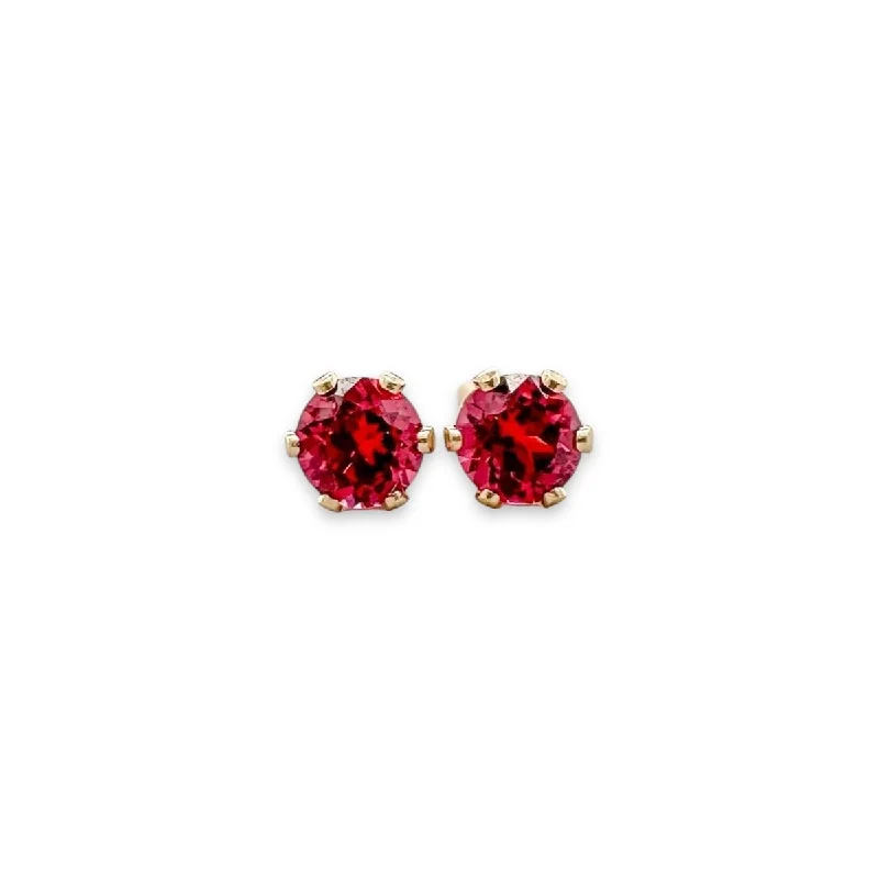 14K Y Gold 3mm Rhodolite Baby Stud Earrings-June