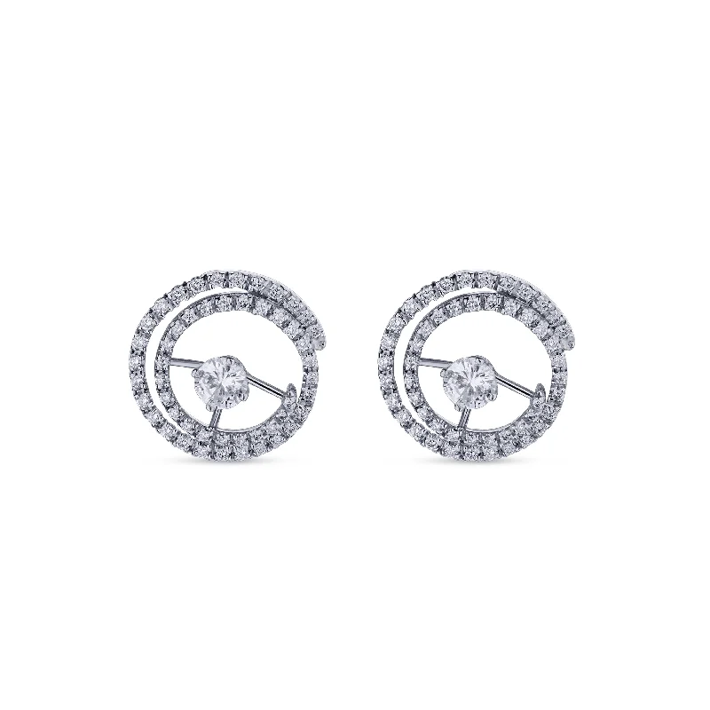 18K White Gold Cloud Swirl Diamond Stud Jackets