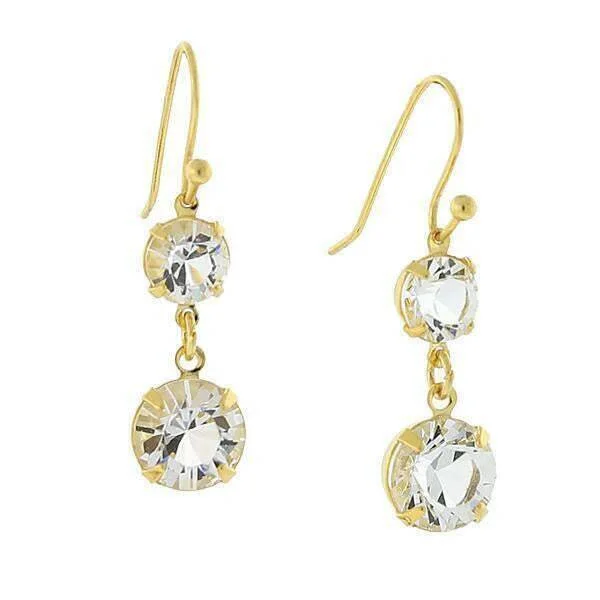 1928 Jewelry Genuine Round Multi Austrian Crystal Drop Earrings