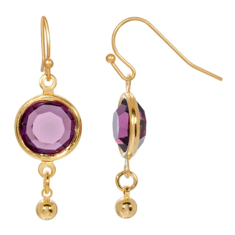 1928 Jewelry Amethyst Austrian Crystal Channel Drop Earrings