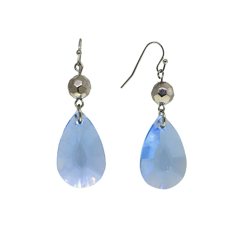 1928 Jewelry Light Blue Teardrop Faceted Stone Earrings