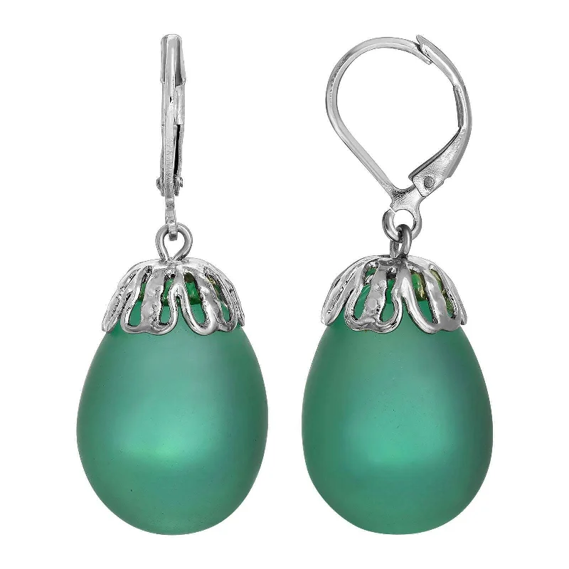 1928 Jewelry Frosted Glass Egg Drop Earrings