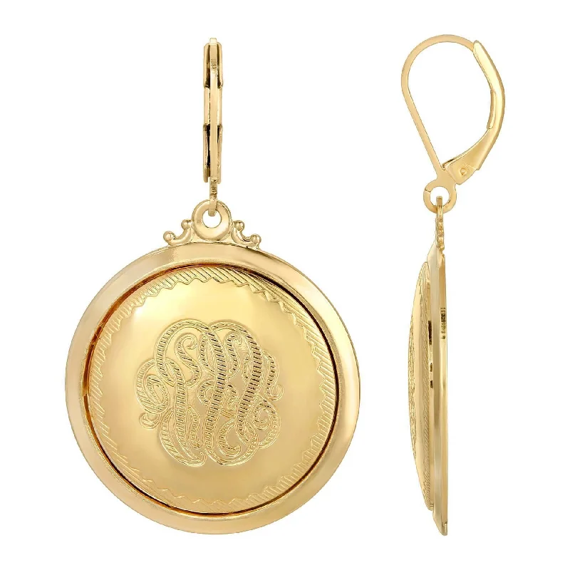 1928 Jewelry Gold Round Fancy Coin Drop Earrings