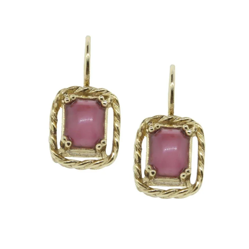 1928 Jewelry Pink Moonstone Lever Back Drop Earrings