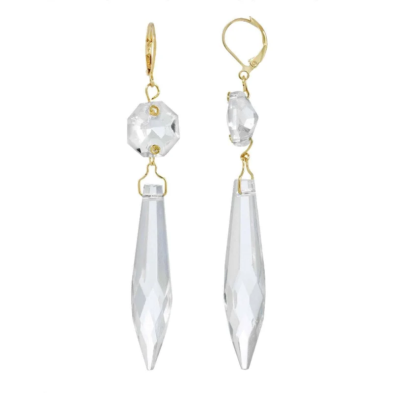 1928 Jewelry Icicle Dreams Crystal Linear Drop Earrings