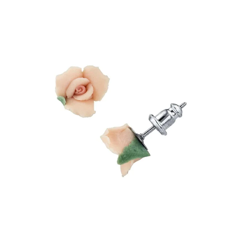 1928 Bridal Petite Porcelain Rose Stud Earrings