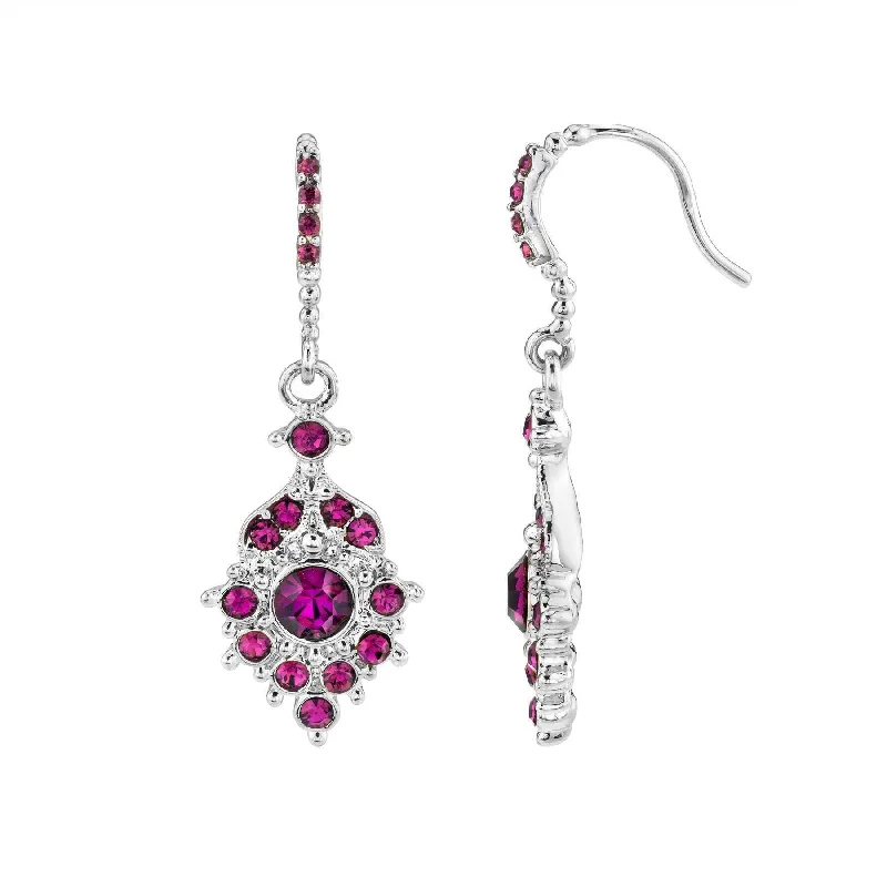 2028 Jewelry Elegant Purple Amethyst Crystal Drop Earrings