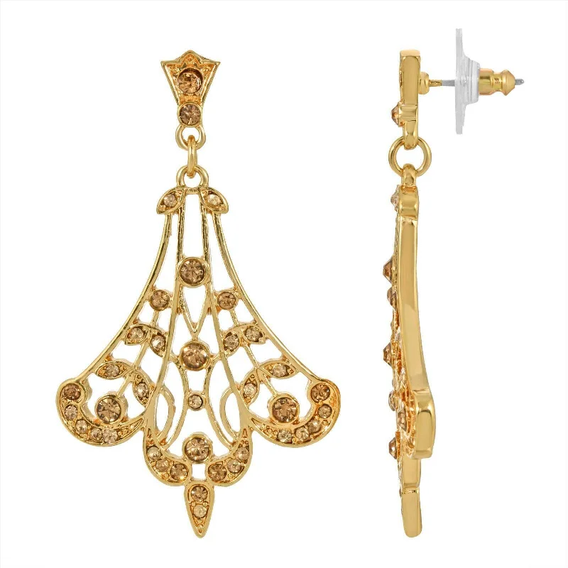 2028 Jewelry Light Colorado Topaz Fan Filigree Drop Earrings