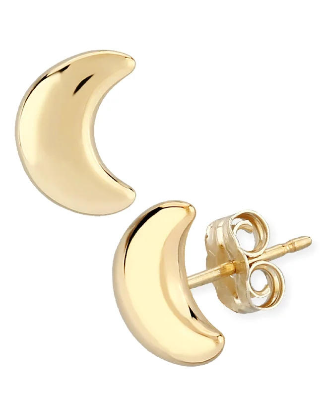 14K Yellow Gold 8mm Half Moon Stud Earrings