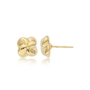 14K Yellow Gold 8mm Puff Twist Stud Earrings