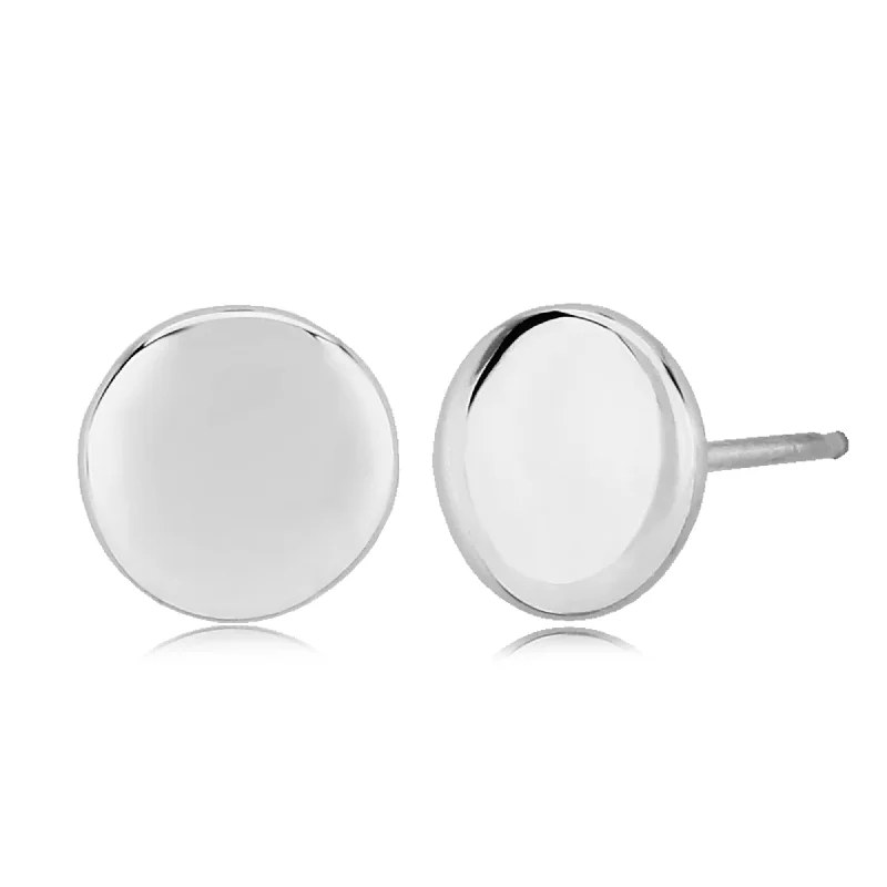 Sterling Silver 8mm Flat Round Stud Earrings