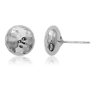 Sterling Silver 10mm Hammered Dome Stud Earrings