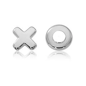 Sterling Silver 8mm Flat Hug & Kiss Studs Earrings