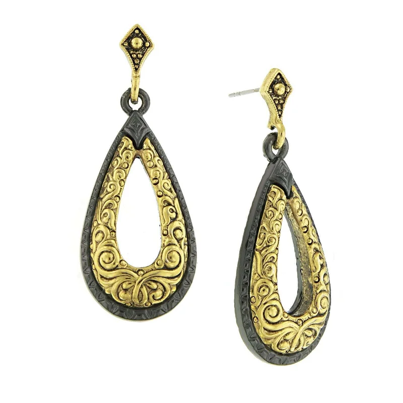 Antiquities Couture Two Tone Teardrop Earrings