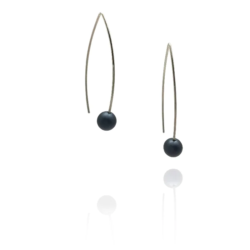 Black Sphere Earrings - Small