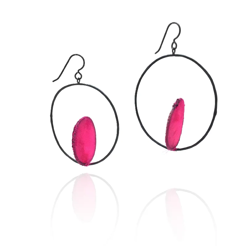 Fuscia Circle Hoops