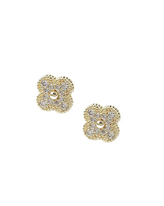 Gold Dipped CZ Clover Stud